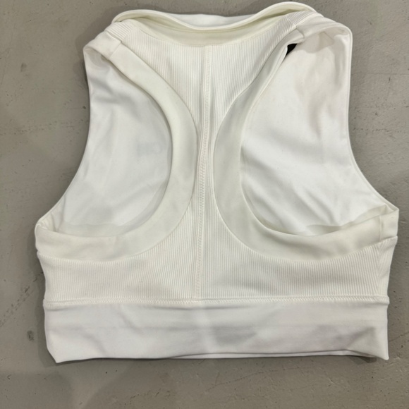 Solid & Striped Long Lined Sports Bra White/Green Collared - Picture 3 of 4